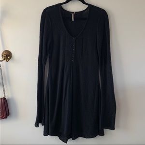 Free People Long Sweater / Dress, with Bell Sleeves BLACK, Medium